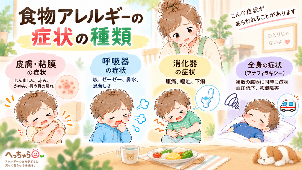 食物アレルギーの症状の種類