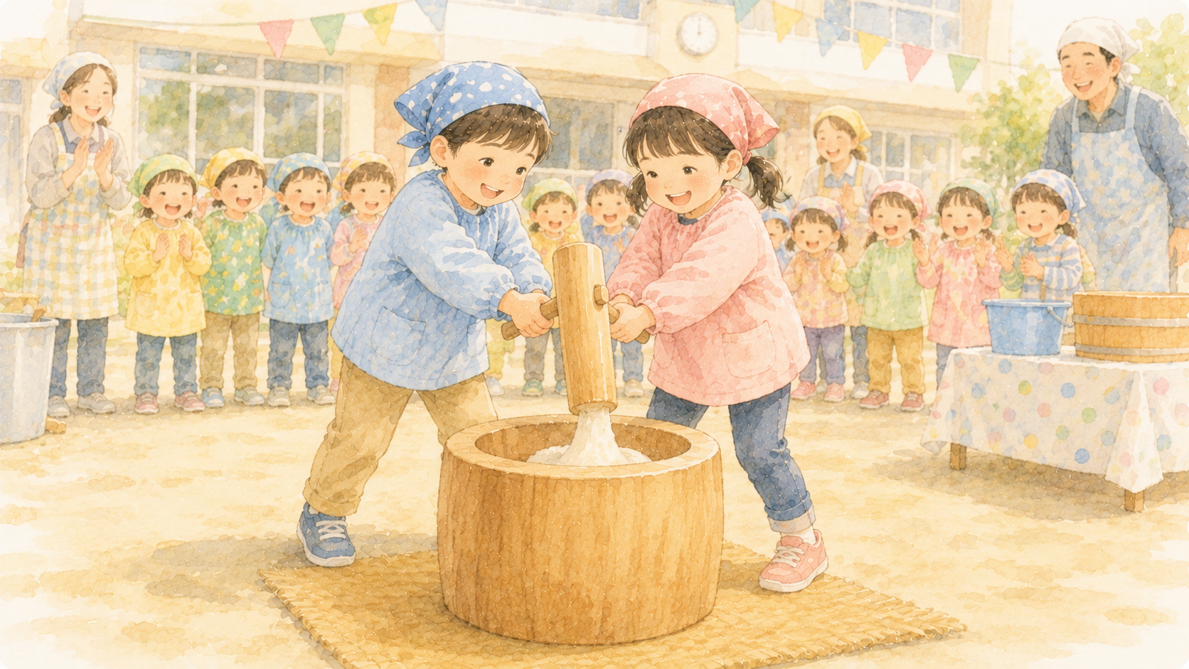 幼稚園の餅つき大海