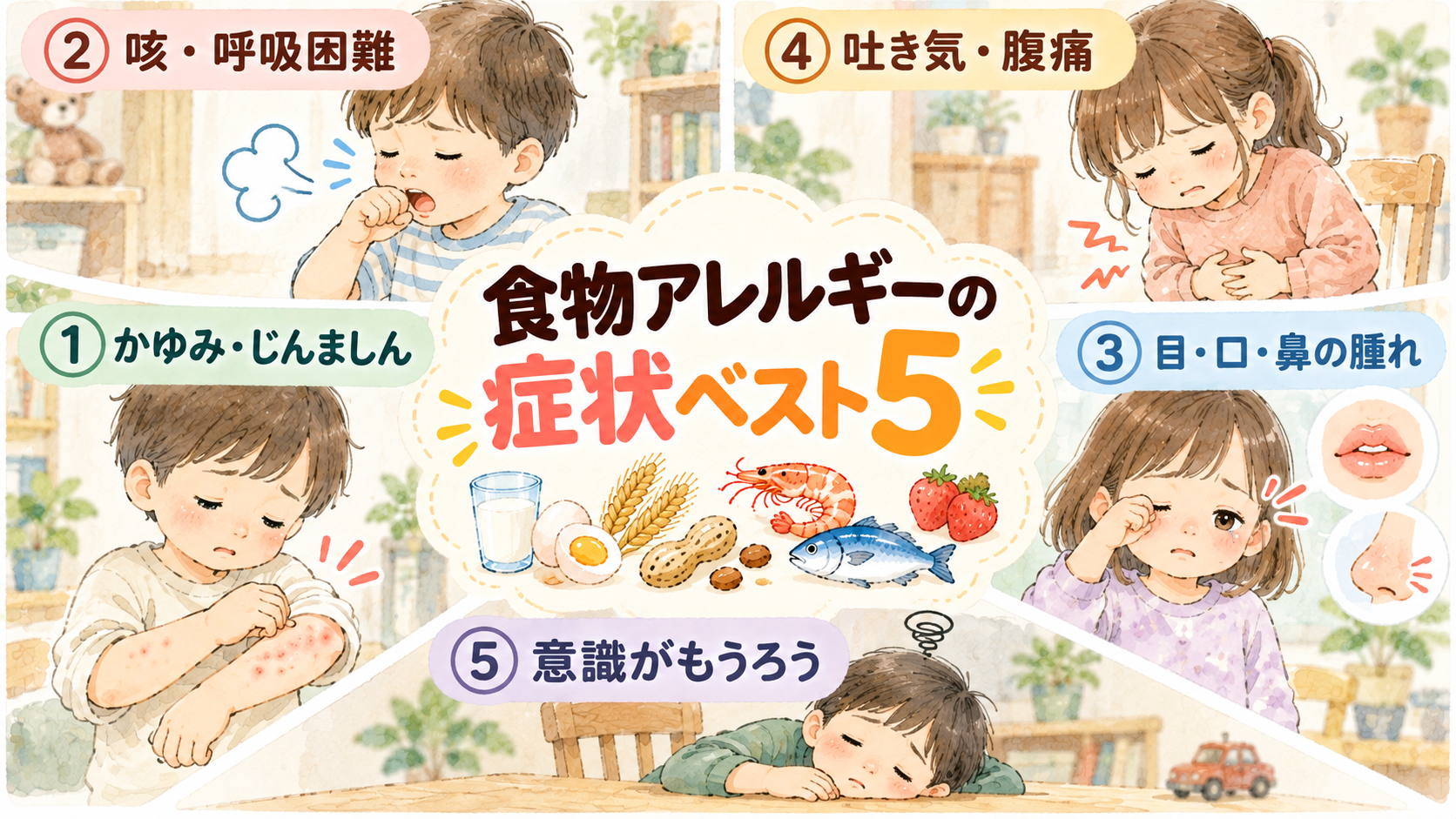 食物アレルギーの症状ベスト５