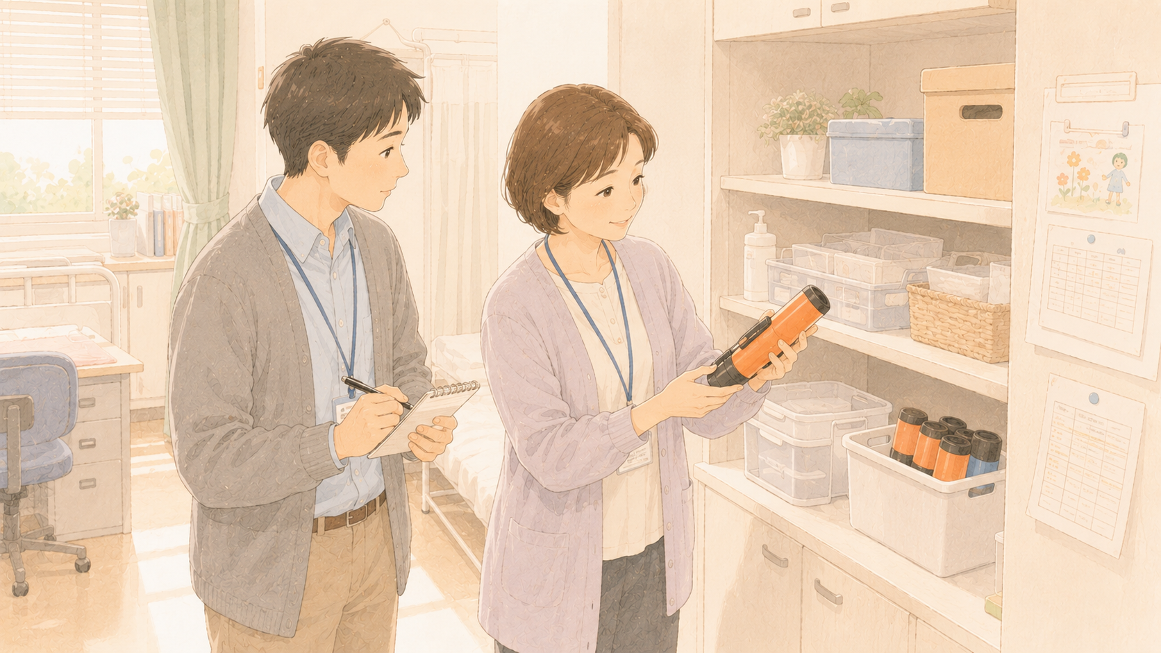 エピペンを確認する先生