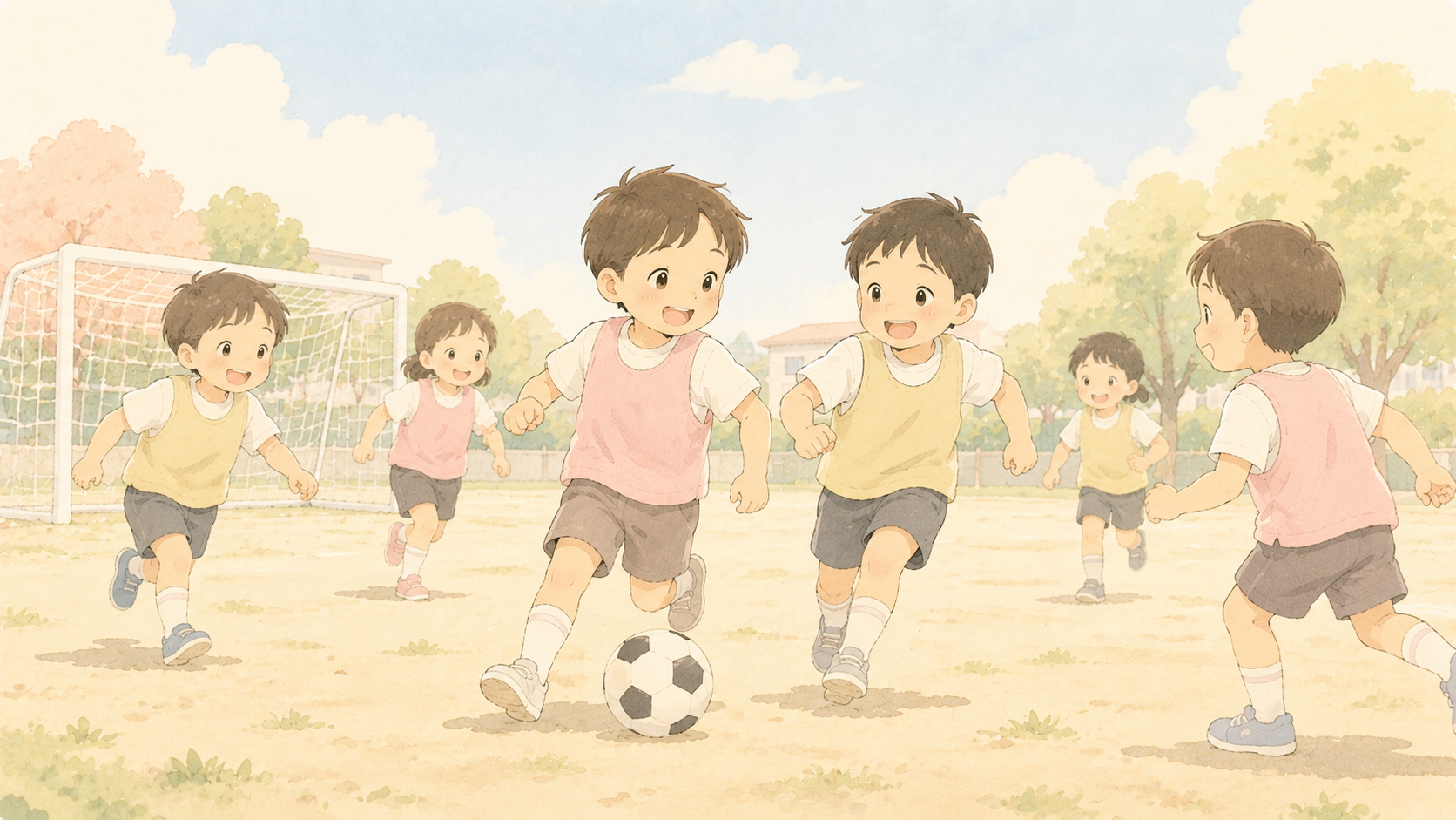 サッカーをする子供たち