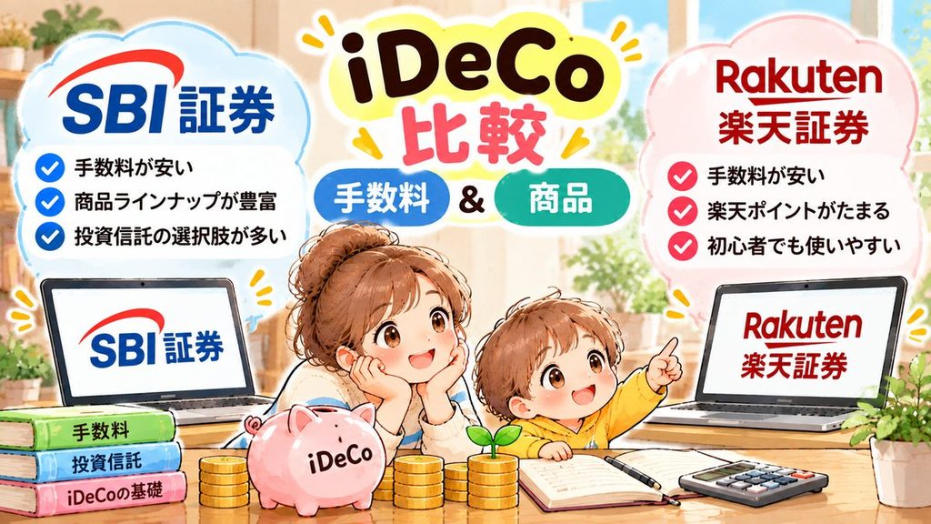 SBI証券と楽天証券のiDeCoを比べる（手数料・商品）