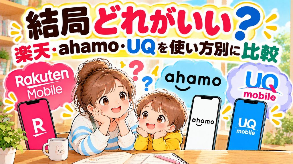 結局どれがいい?楽天・ahamo・UQを使い方別に比較