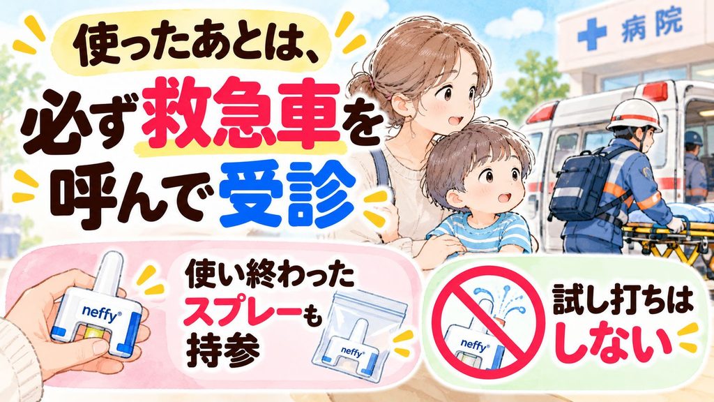 使ったあとは、必ず救急車と受診