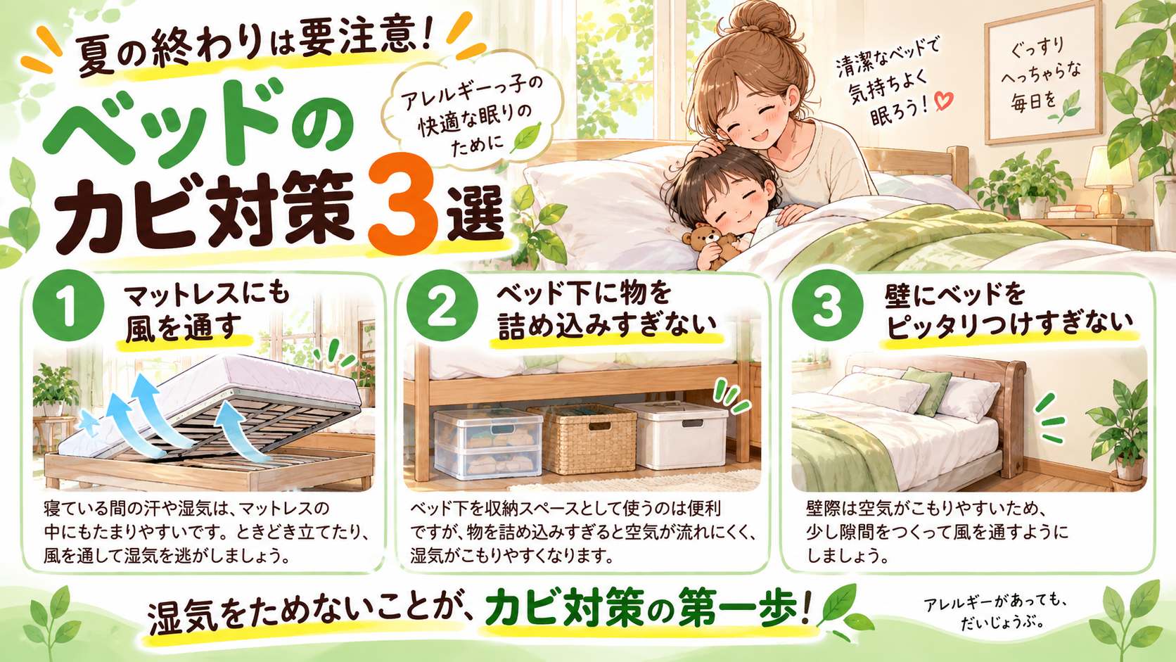 ベッドのカビ対策３選
