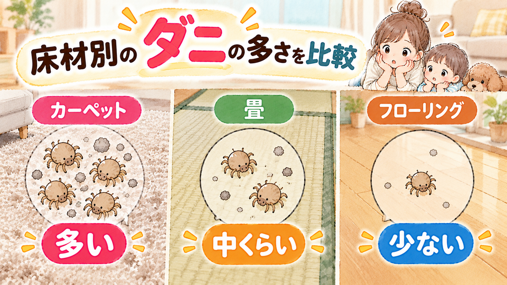 床材別のダニの多さを比較