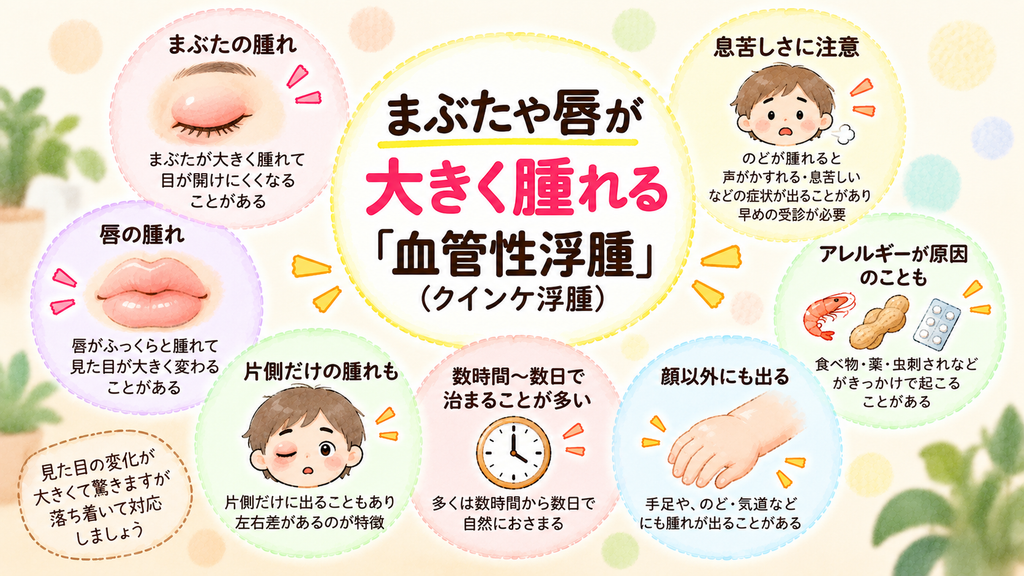 まぶたや唇が大きく腫れる